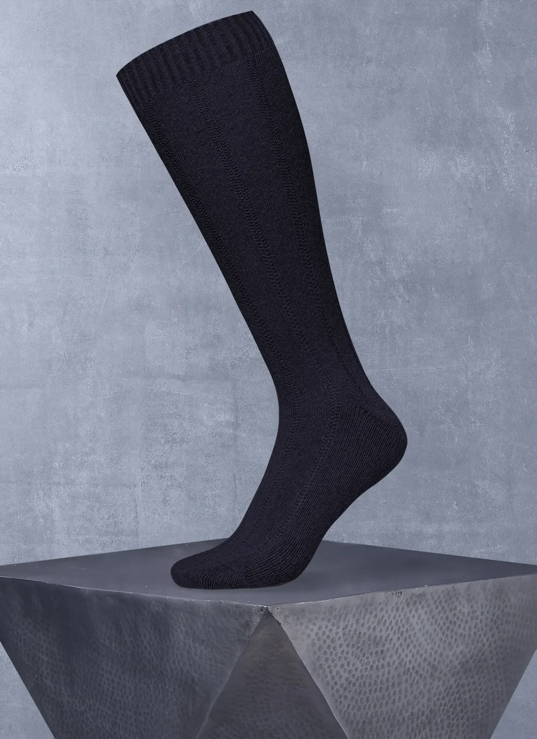 100% Cashmere Long Sock in Navy