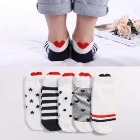 5 Pack Casual 3D Boat Heart Invisible Ankle Socks