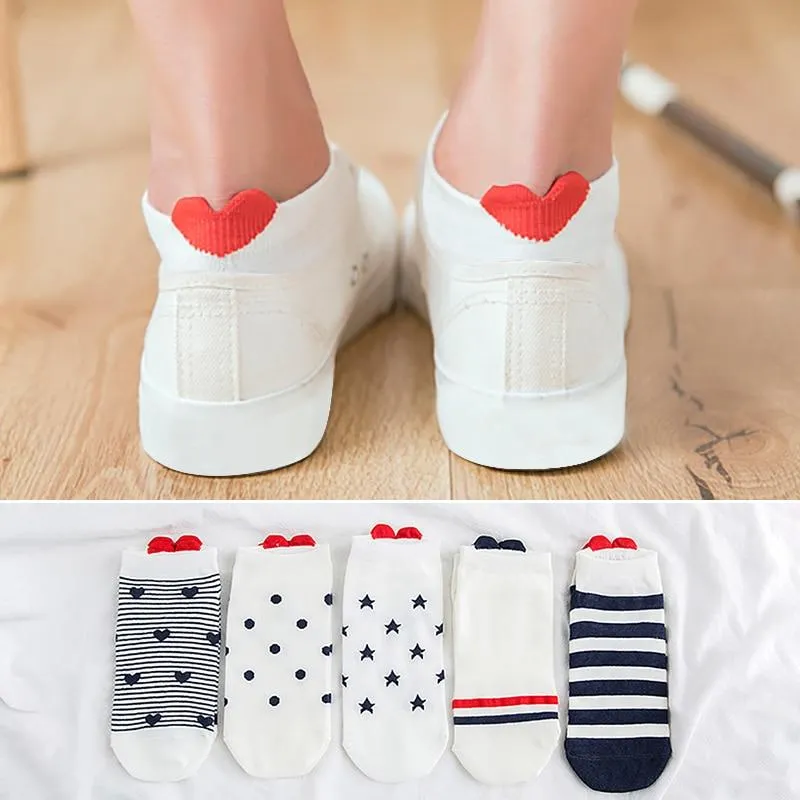 5 Pack Casual 3D Boat Heart Invisible Ankle Socks