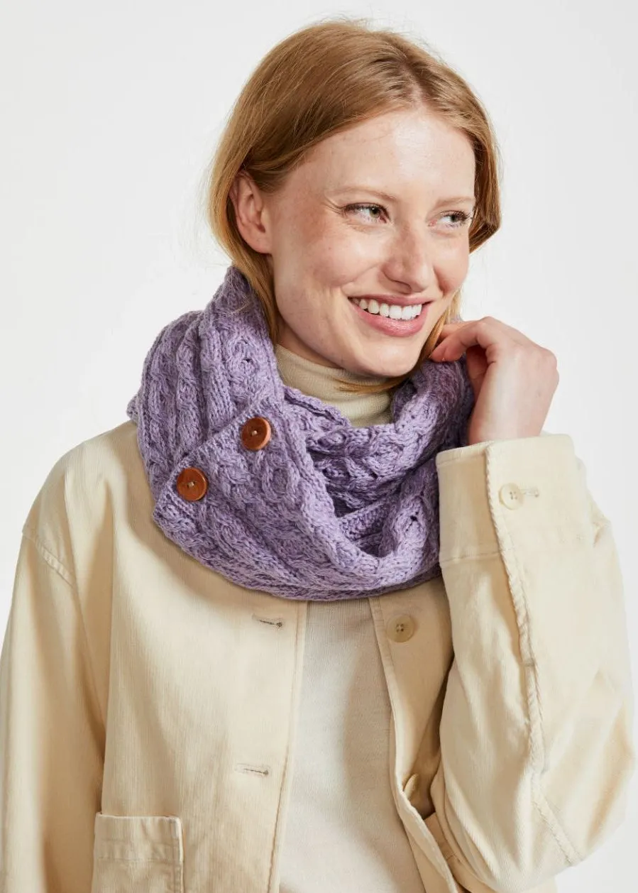 Aran Buttoned Snood | Lavender