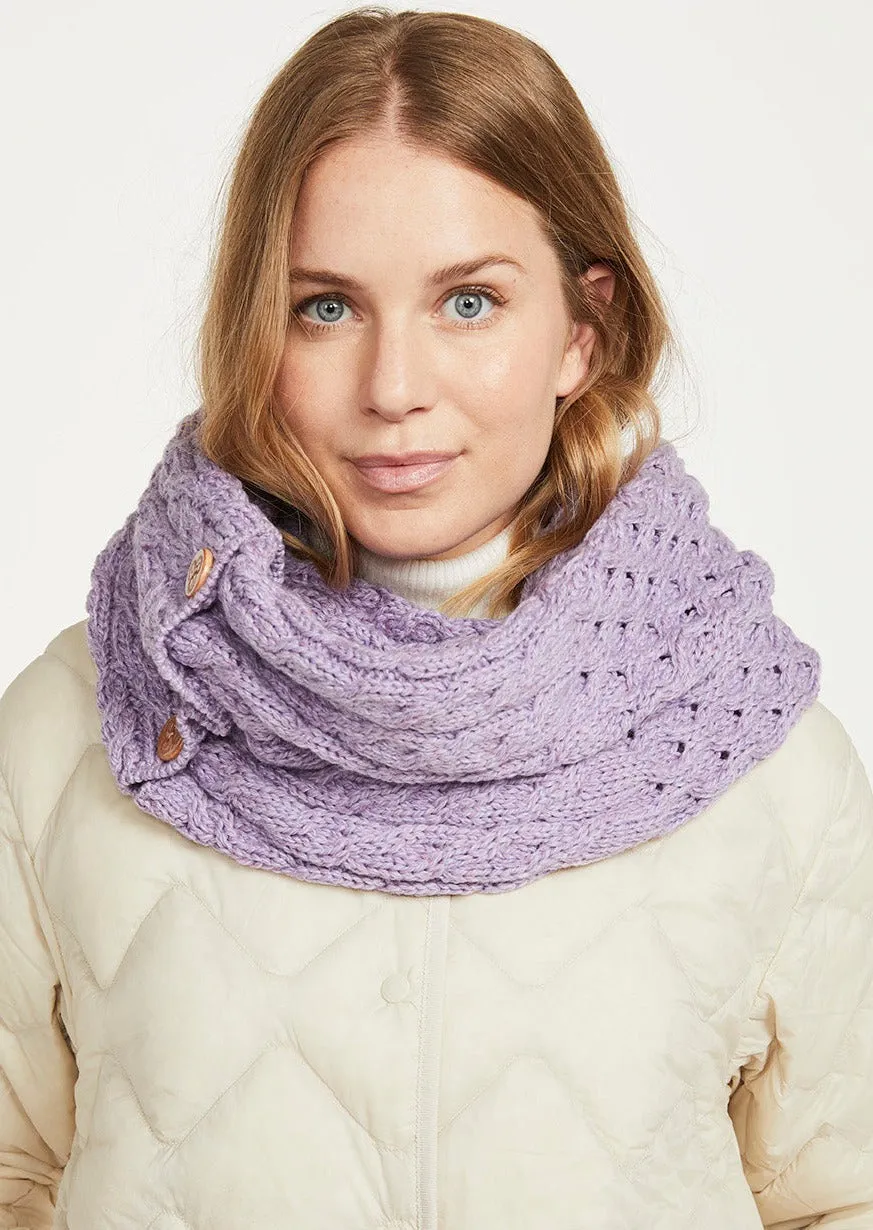 Aran Buttoned Snood | Lavender