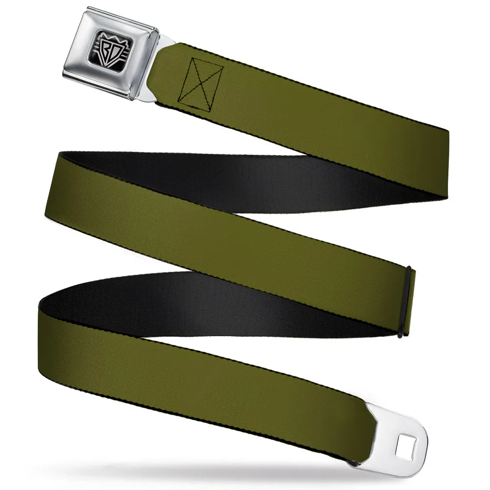 BD Wings Logo CLOSE-UP Full Color Black Silver Seatbelt Belt - Olive Webbing