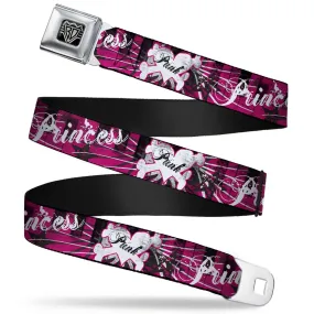 BD Wings Logo CLOSE-UP Full Color Black Silver Seatbelt Belt - Punk Princess w/Piano Keys Webbing