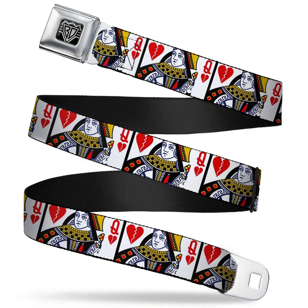 BD Wings Logo CLOSE-UP Full Color Black Silver Seatbelt Belt - Queen of Broken Hearts Webbing