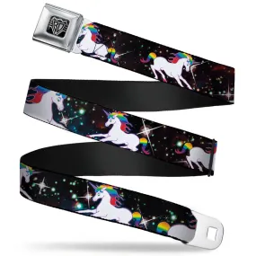 BD Wings Logo CLOSE-UP Full Color Black Silver Seatbelt Belt - Unicorn Universe Webbing