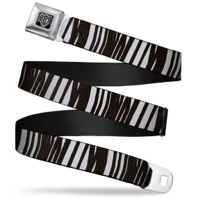 BD Wings Logo CLOSE-UP Full Color Black Silver Seatbelt Belt - Zebra Webbing