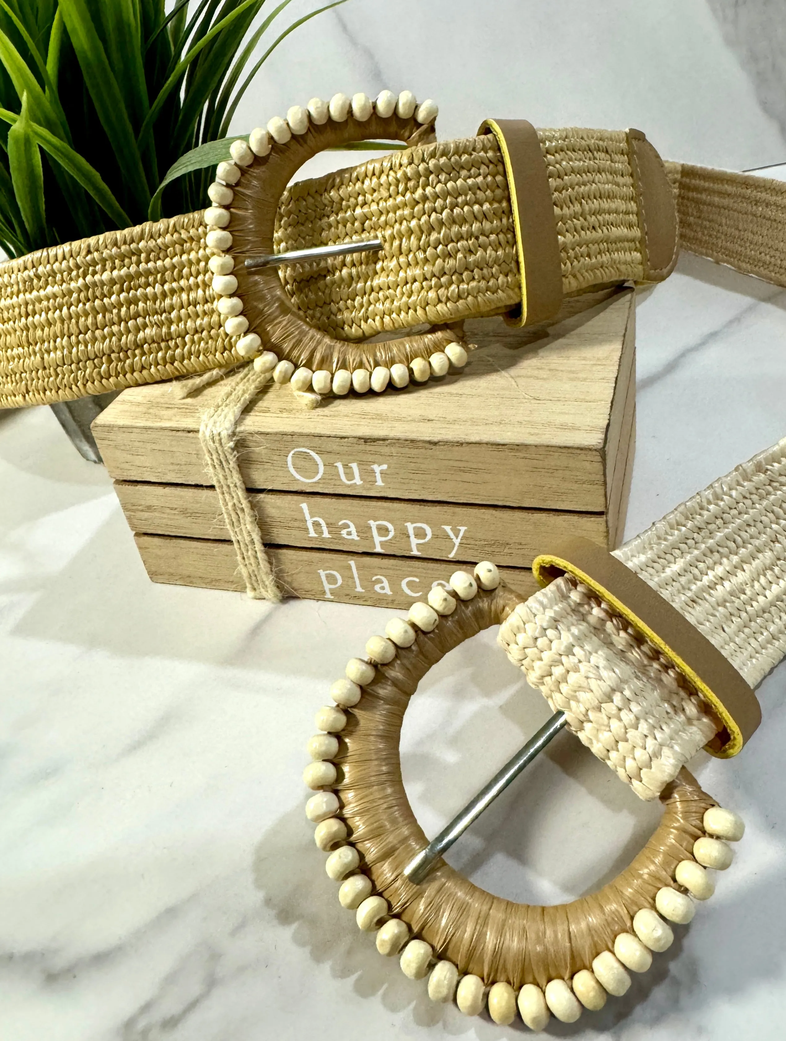 Beach Vacation Style Braided Buckle Straw Weaving Women's Decorative Belt Personalized Fashion High-class Sense Of Women's Belts