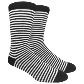 Black and White Striped Crew Socks