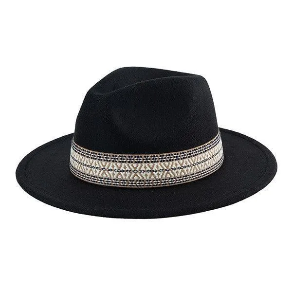 Boho embroidered fedora hat