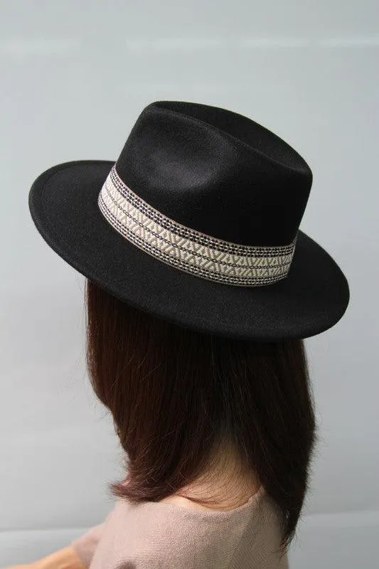 Boho embroidered fedora hat