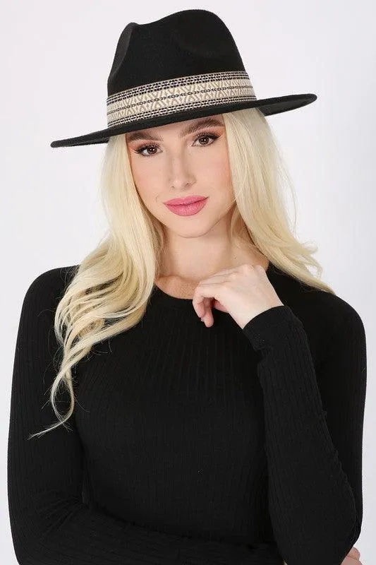 Boho embroidered fedora hat