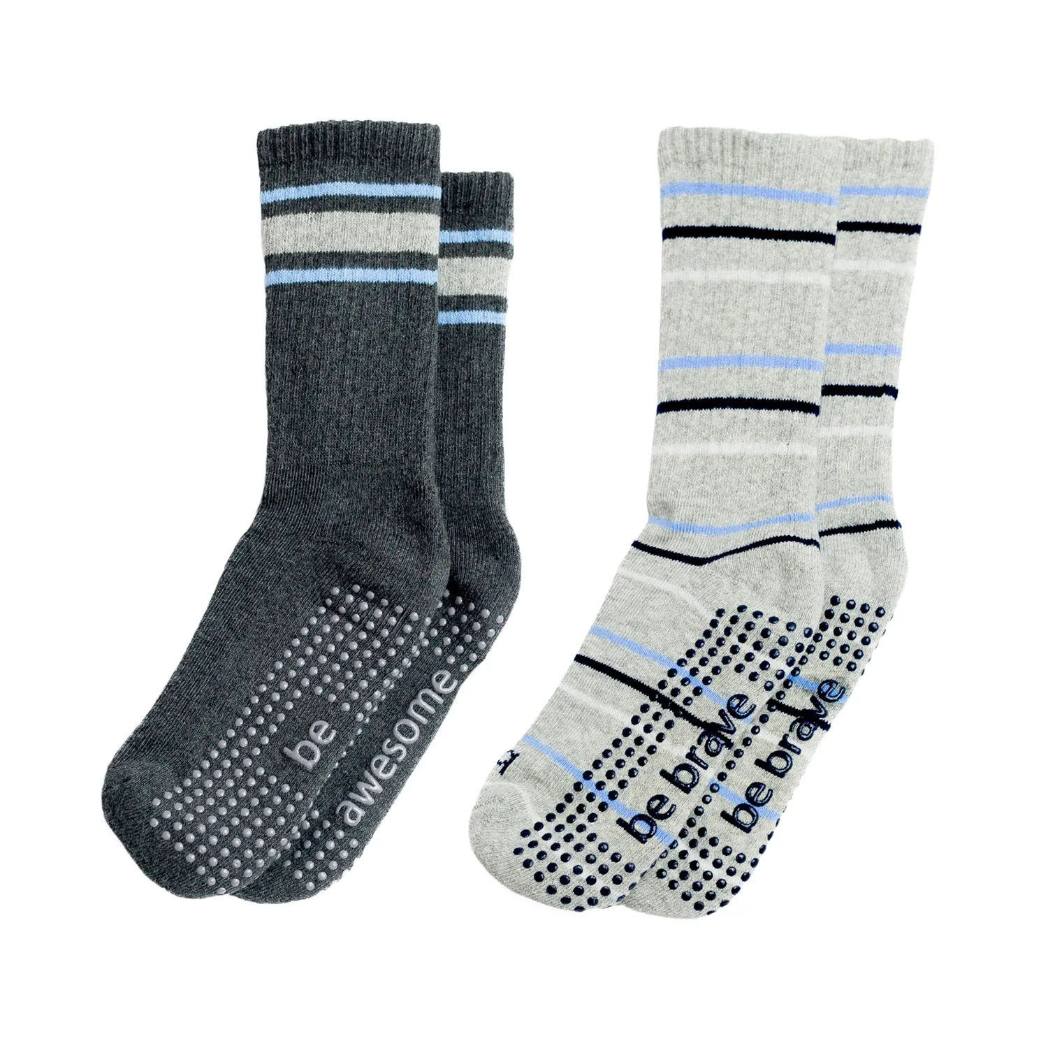 Boys 2 Pack Grip Crew Socks 4T-6T (Cooper)