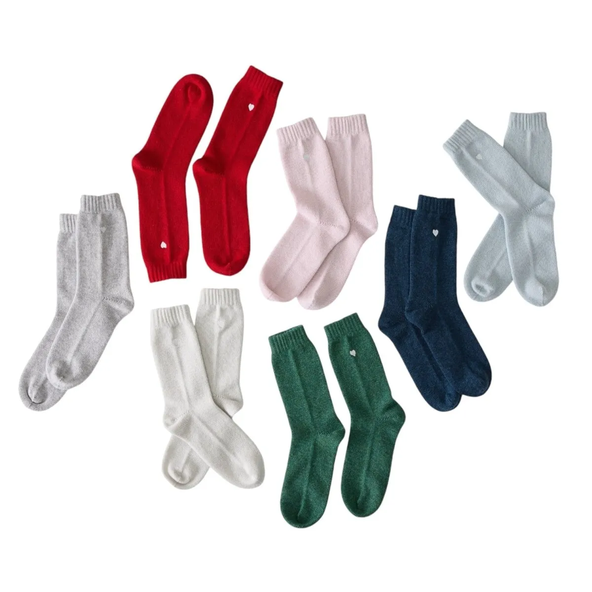 Cashmere Socks with Heart Embroidery by Matouk