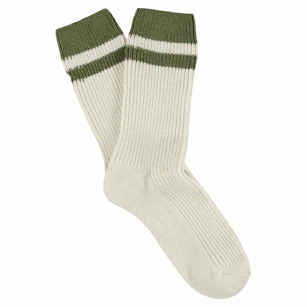 Cashmere Stripes Socks - Ecru / Khaki