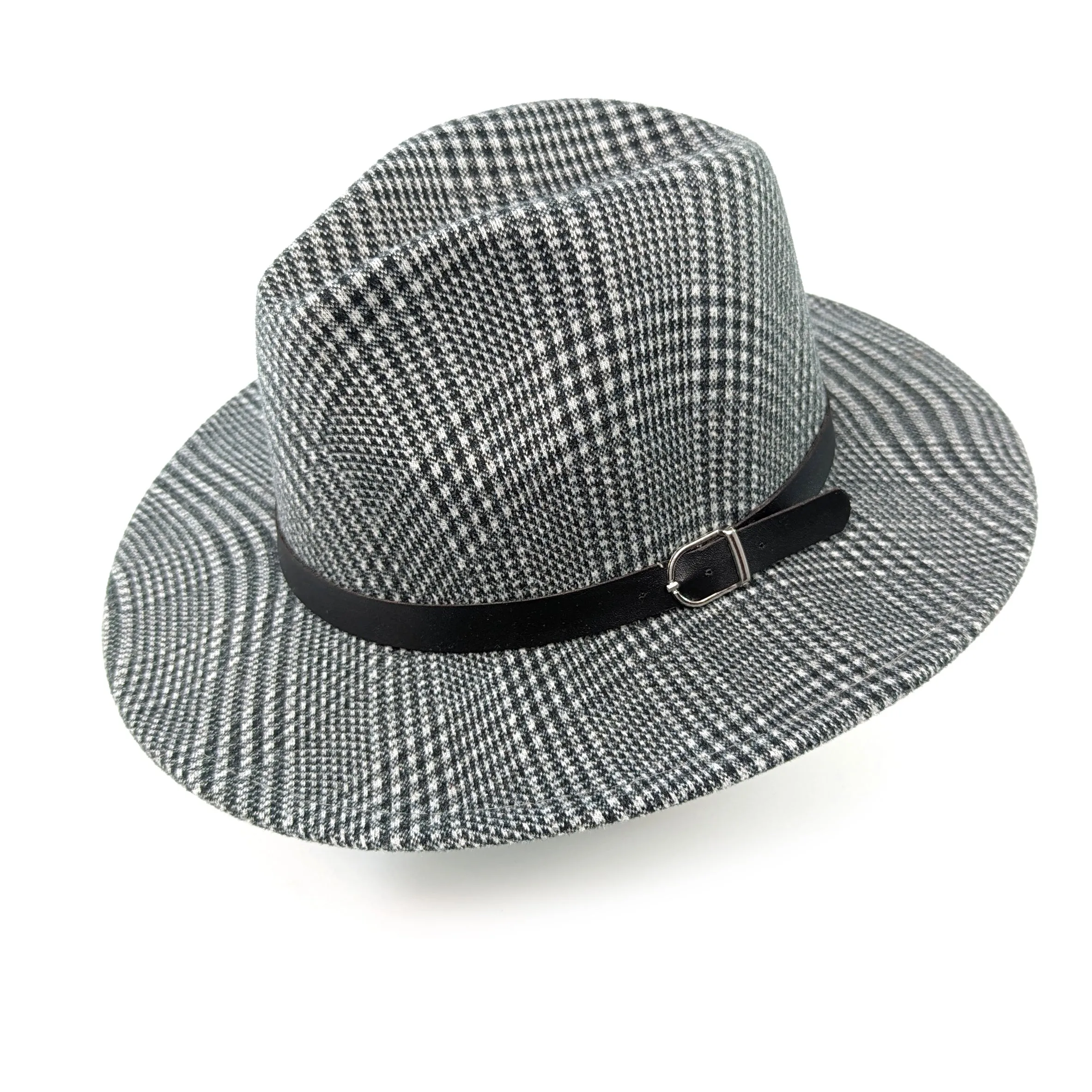 Check Fedora Hat  - Black / White