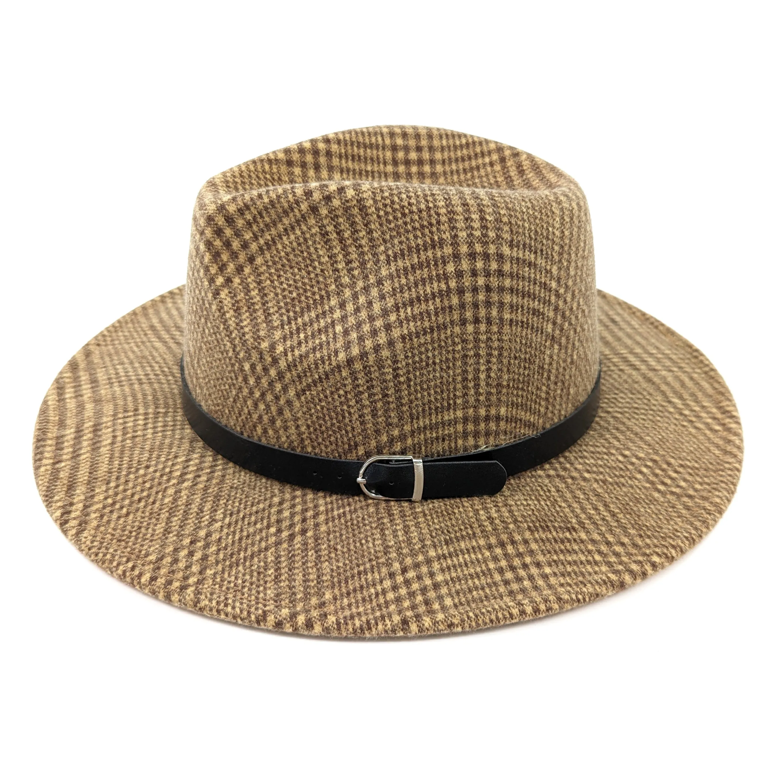 Check Fedora Hat  - Cappuccino Brown