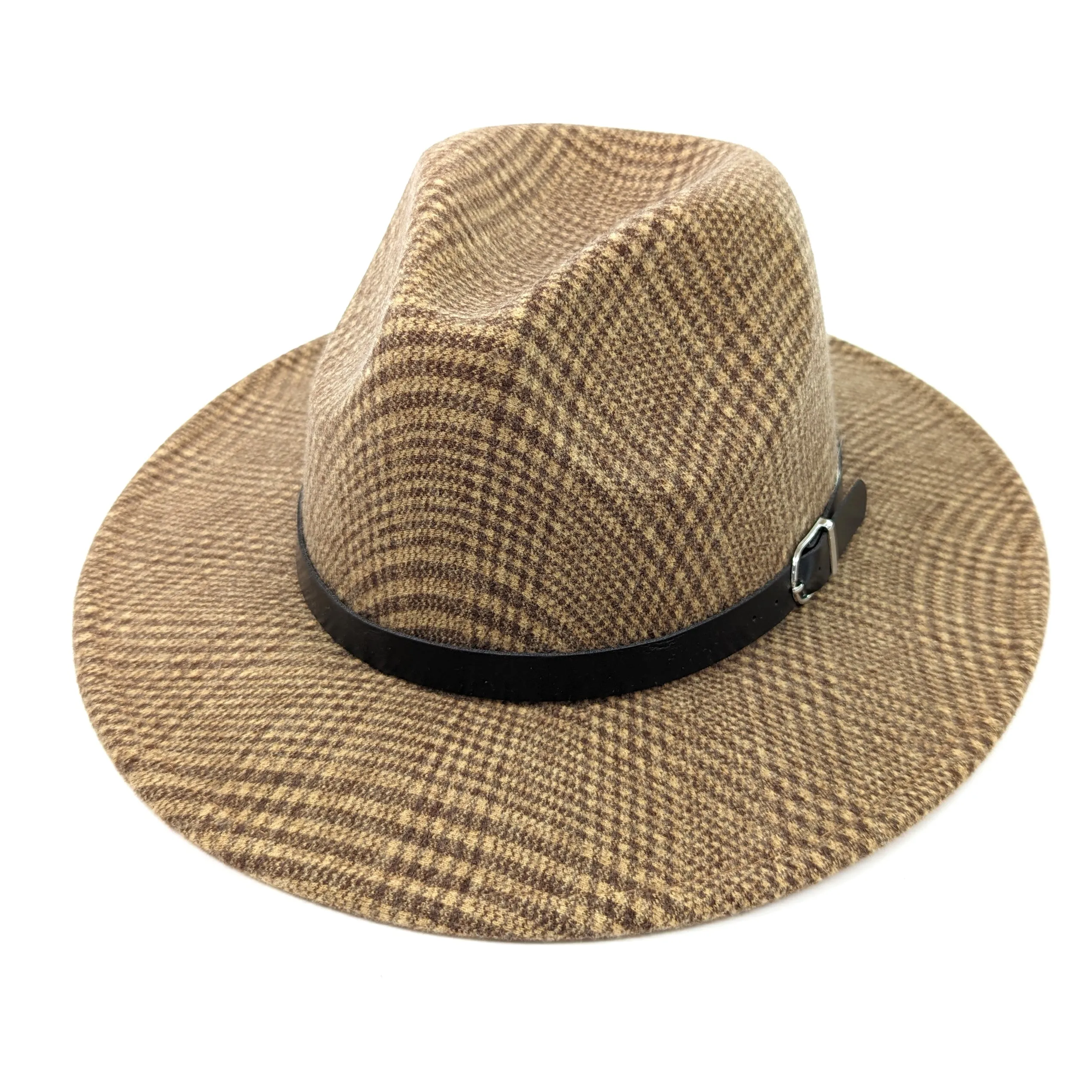 Check Fedora Hat  - Cappuccino Brown