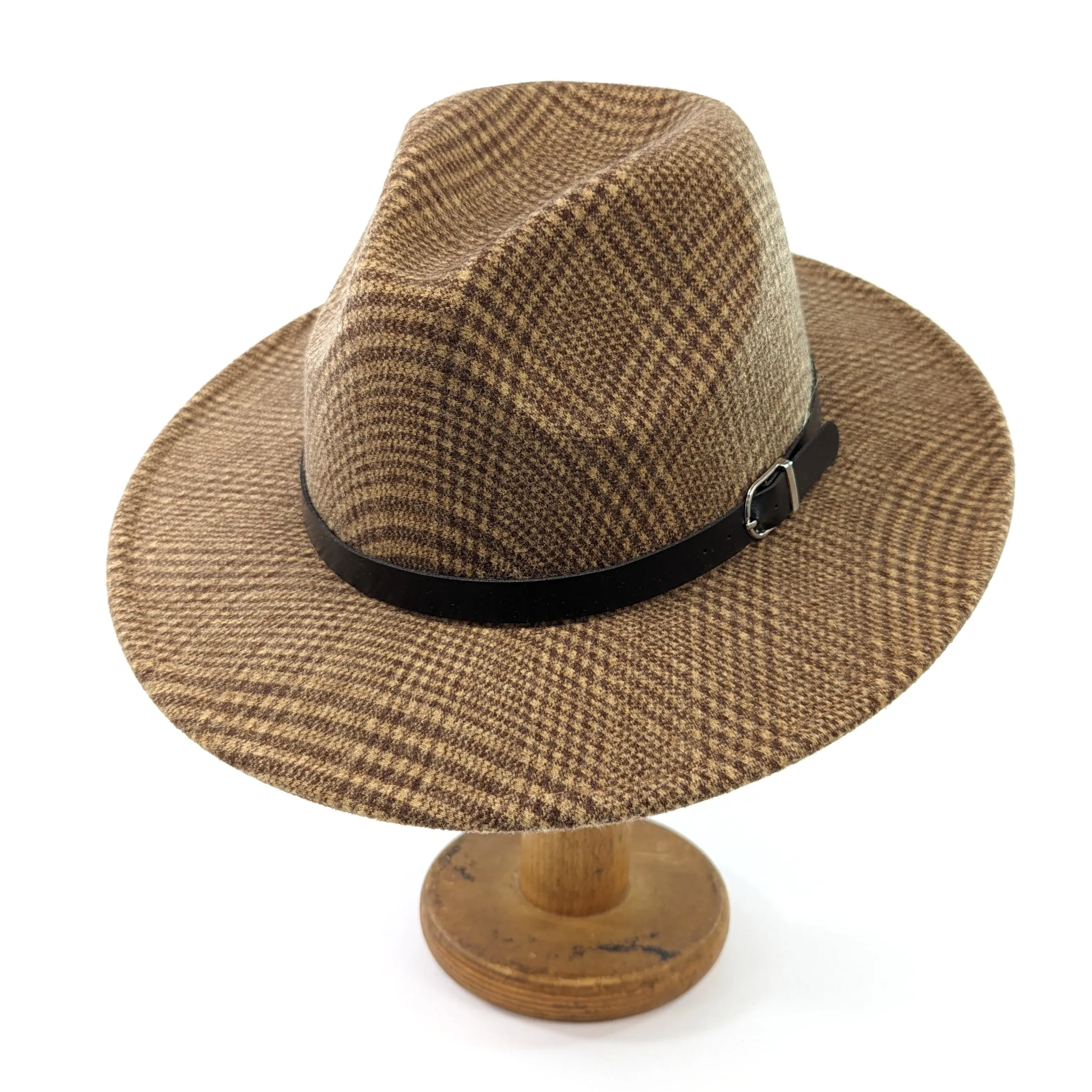 Check Fedora Hat  - Cappuccino Brown