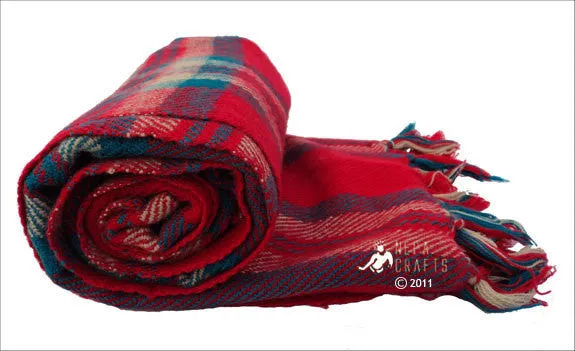 Check Yak Shawl Red