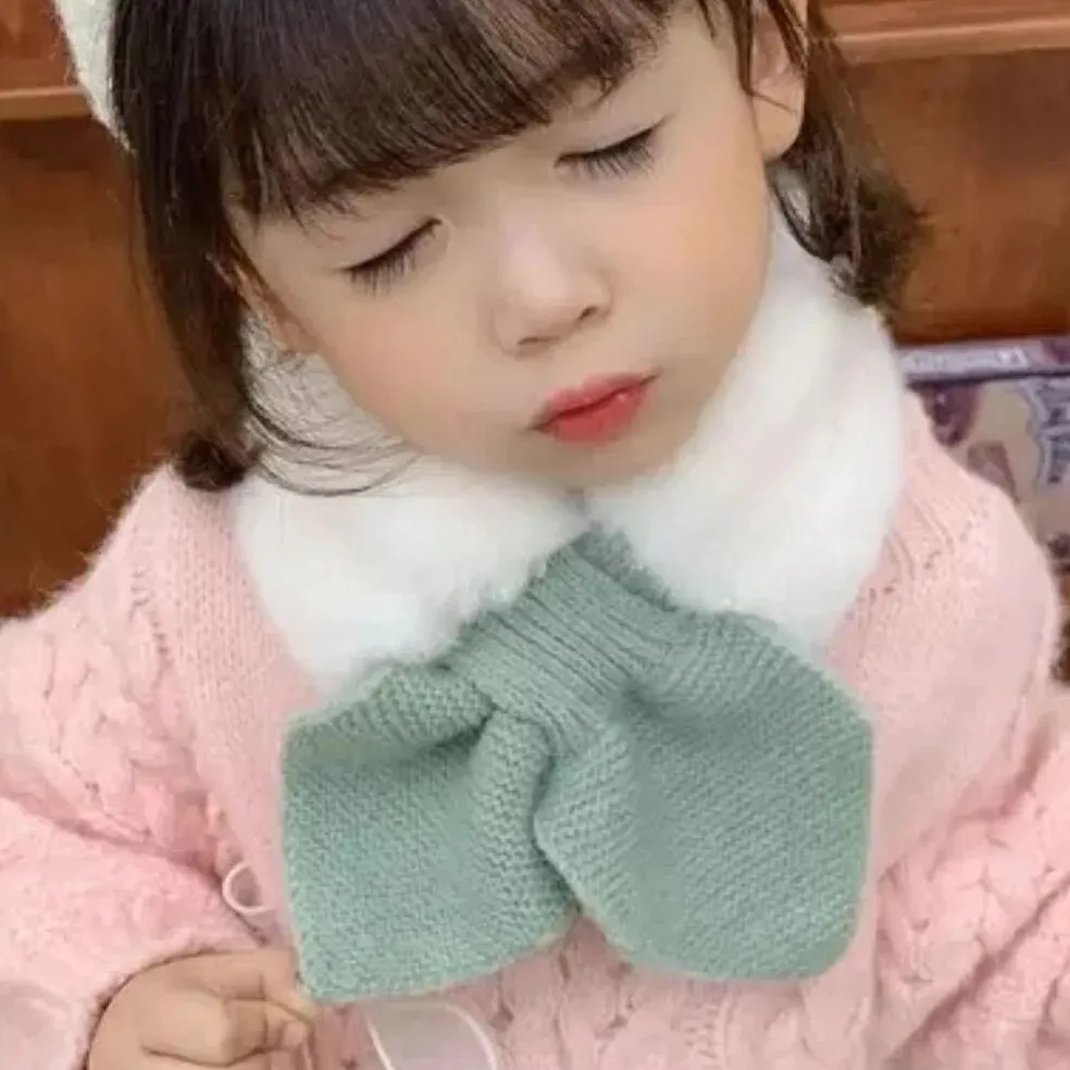 Cold-Proof Plush Warmth Solid Knitted Kids Scarf