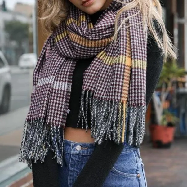 Colorblock Stripe Tassel Scarf