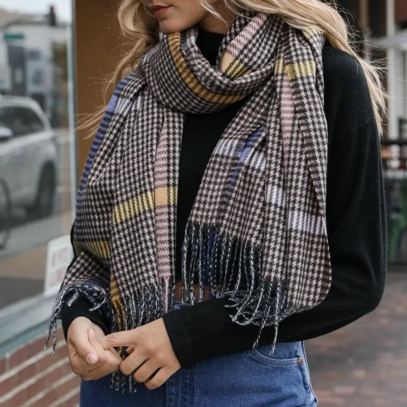 Colorblock Stripe Tassel Scarf