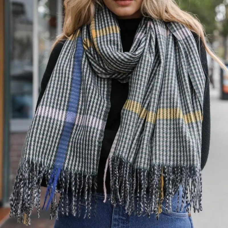 Colorblock Stripe Tassel Scarf