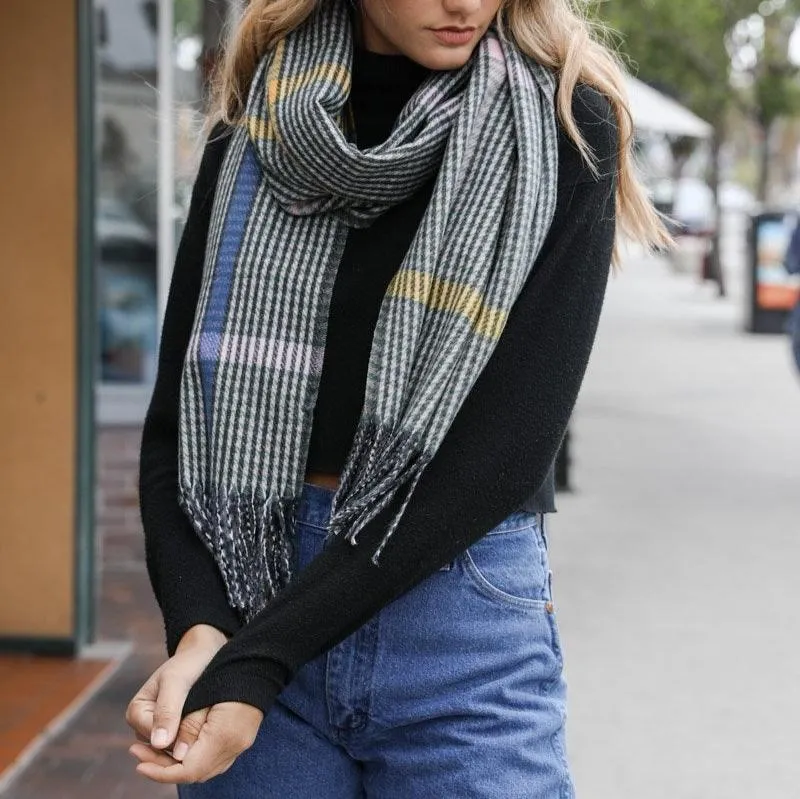 Colorblock Stripe Tassel Scarf