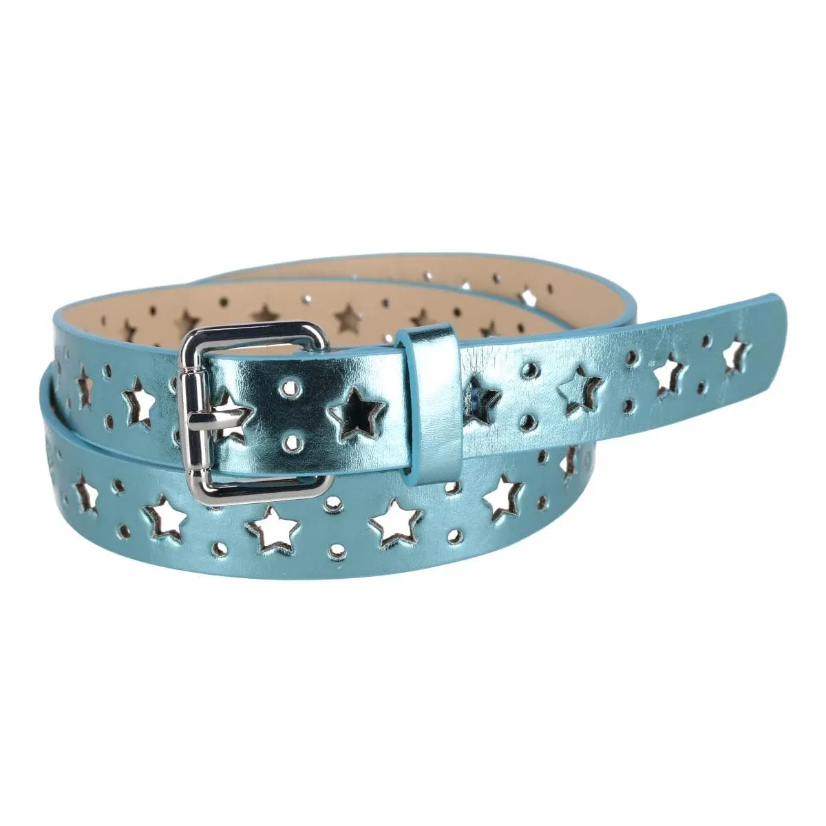 CTM® Women's Metallic Star Notch Belt