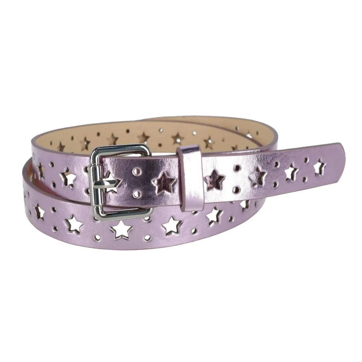 CTM® Women's Metallic Star Notch Belt