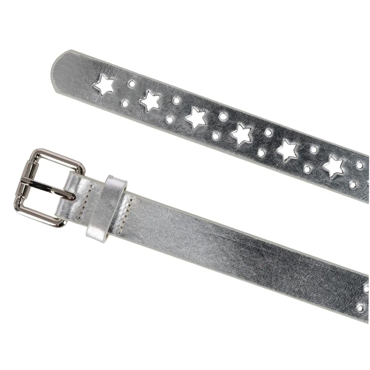 CTM® Women's Metallic Star Notch Belt