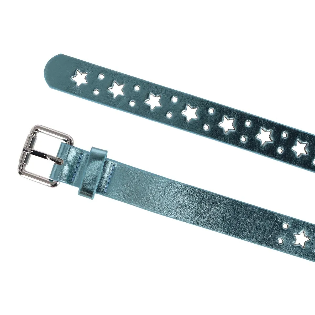 CTM® Women's Metallic Star Notch Belt