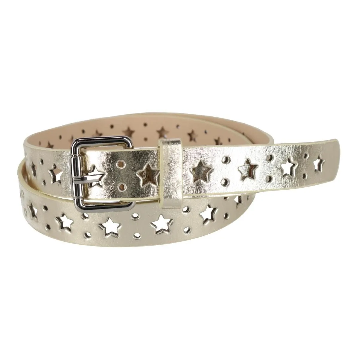 CTM® Women's Metallic Star Notch Belt