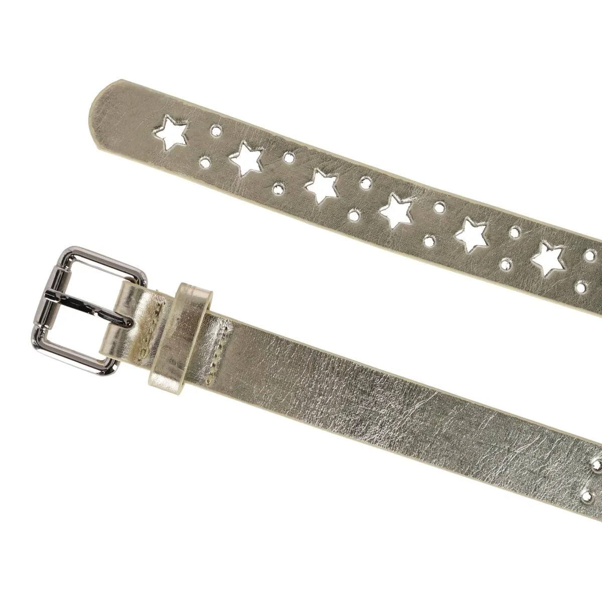 CTM® Women's Metallic Star Notch Belt