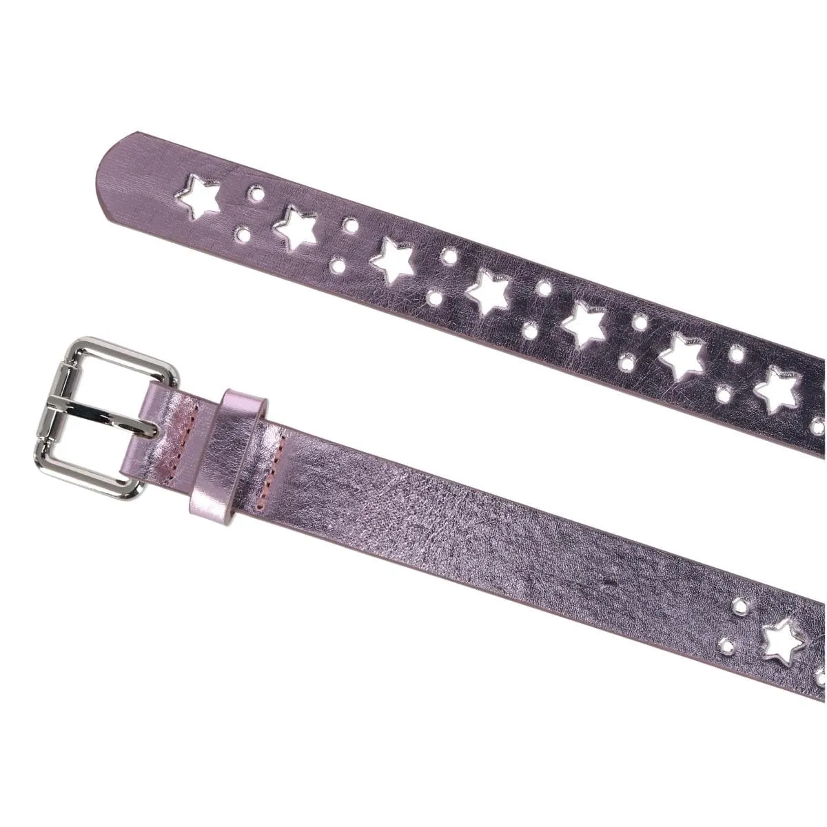 CTM® Women's Metallic Star Notch Belt