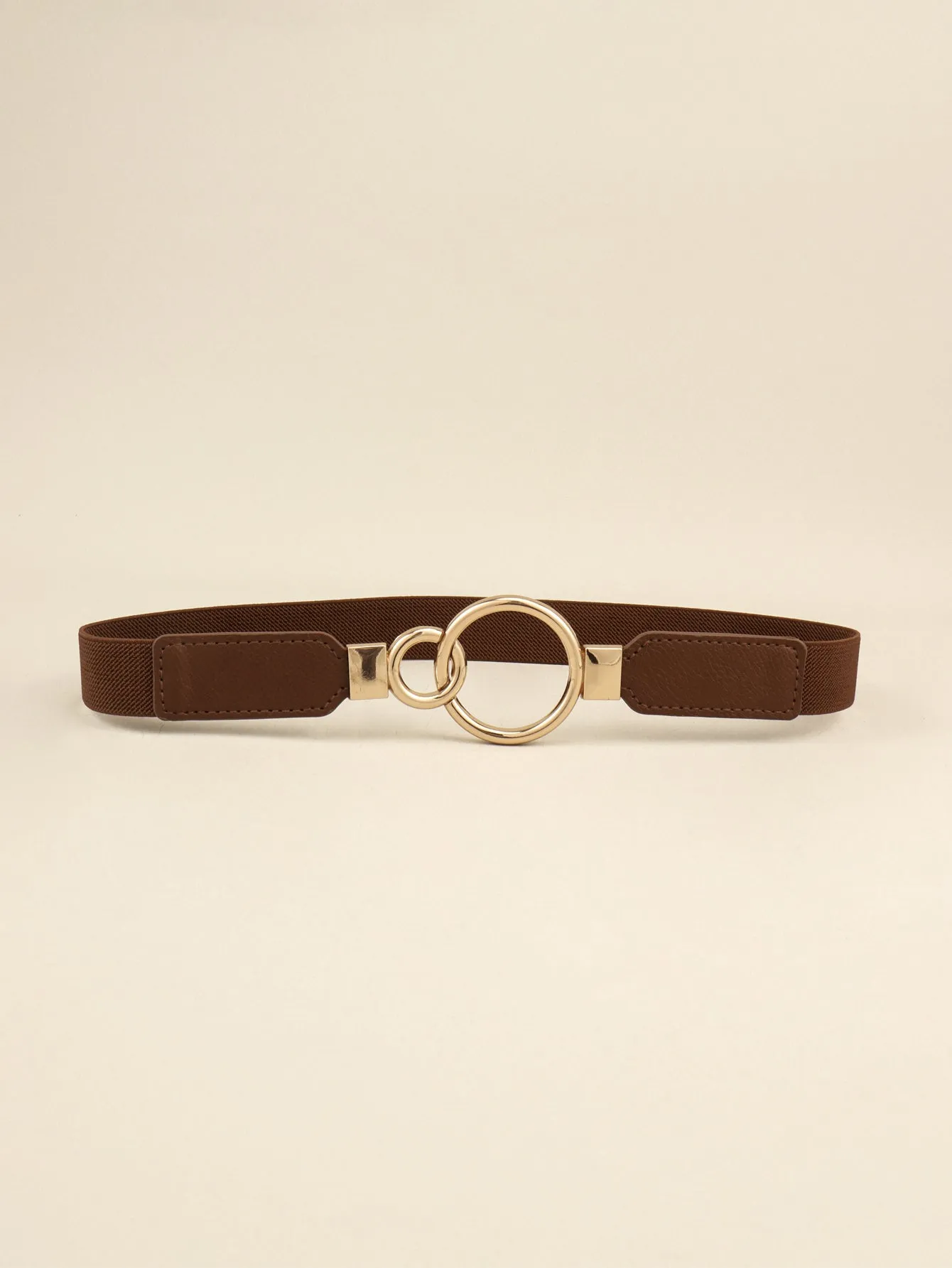 Double Ring Buckle Elastic PU Belt