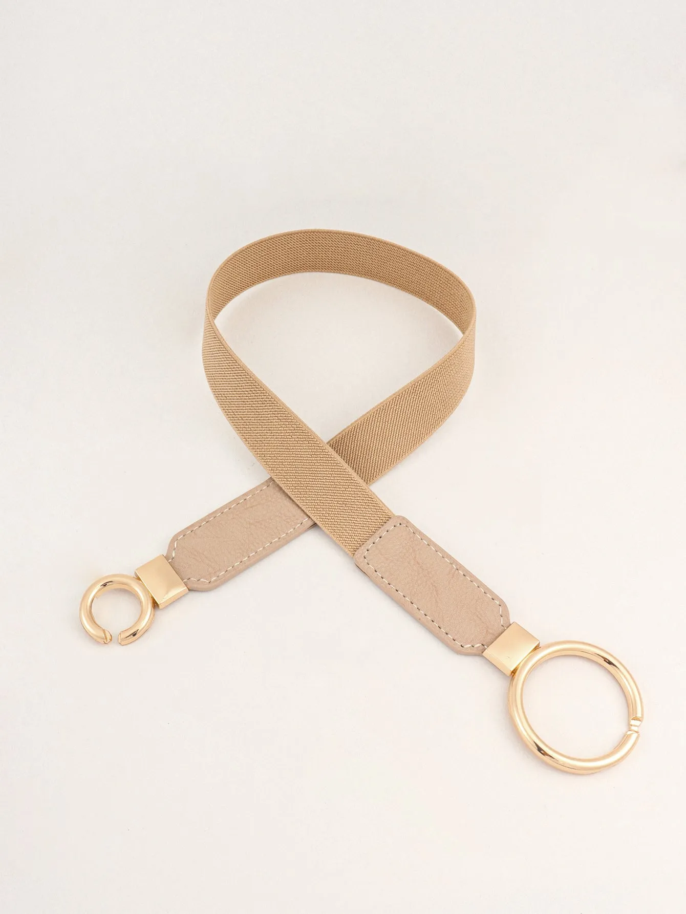 Double Ring Buckle Elastic PU Belt