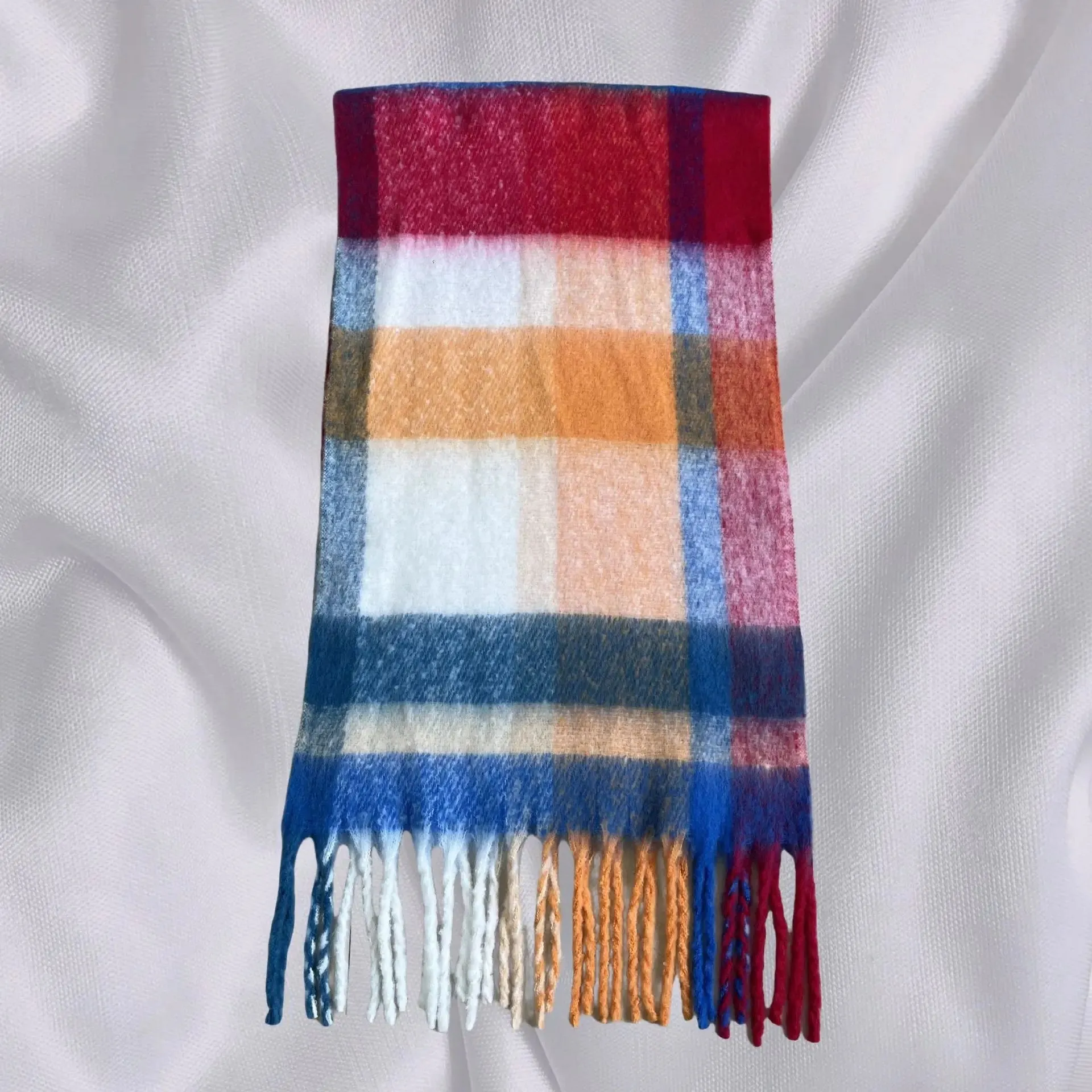 Elegant Minimalist Imitation Cashmere Scarf with Tassel