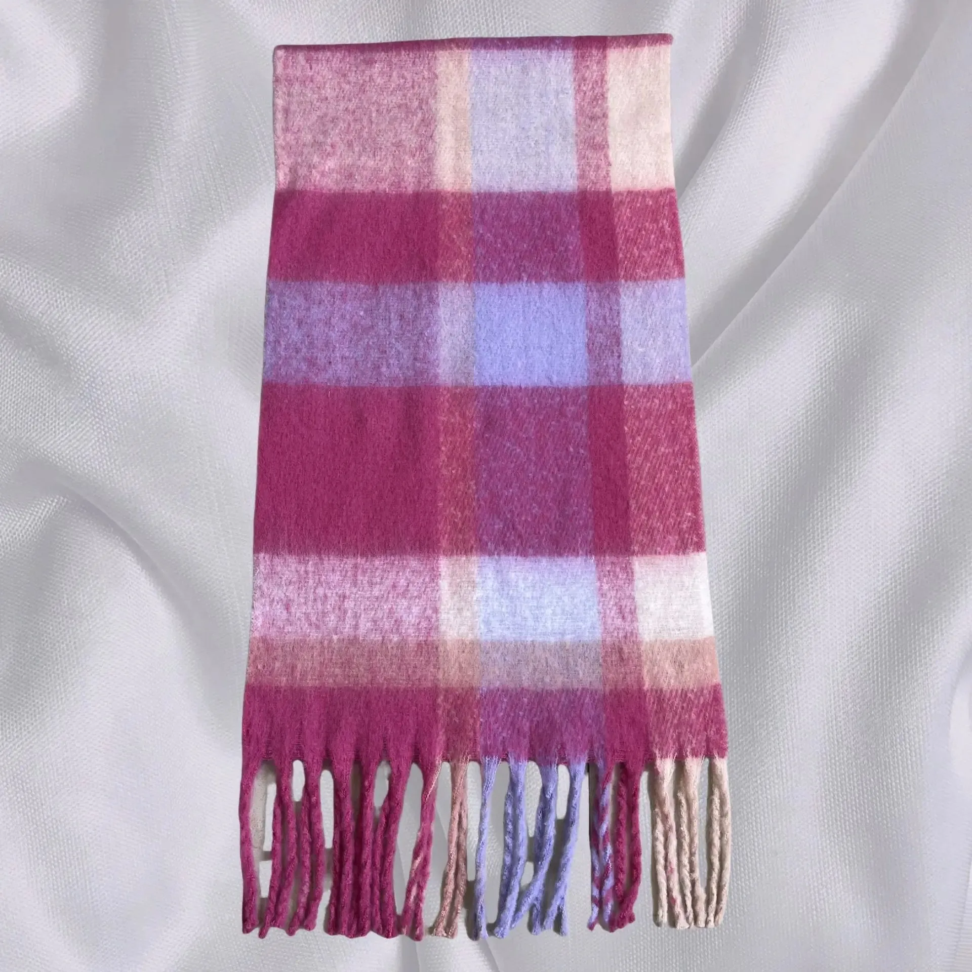 Elegant Minimalist Imitation Cashmere Scarf with Tassel