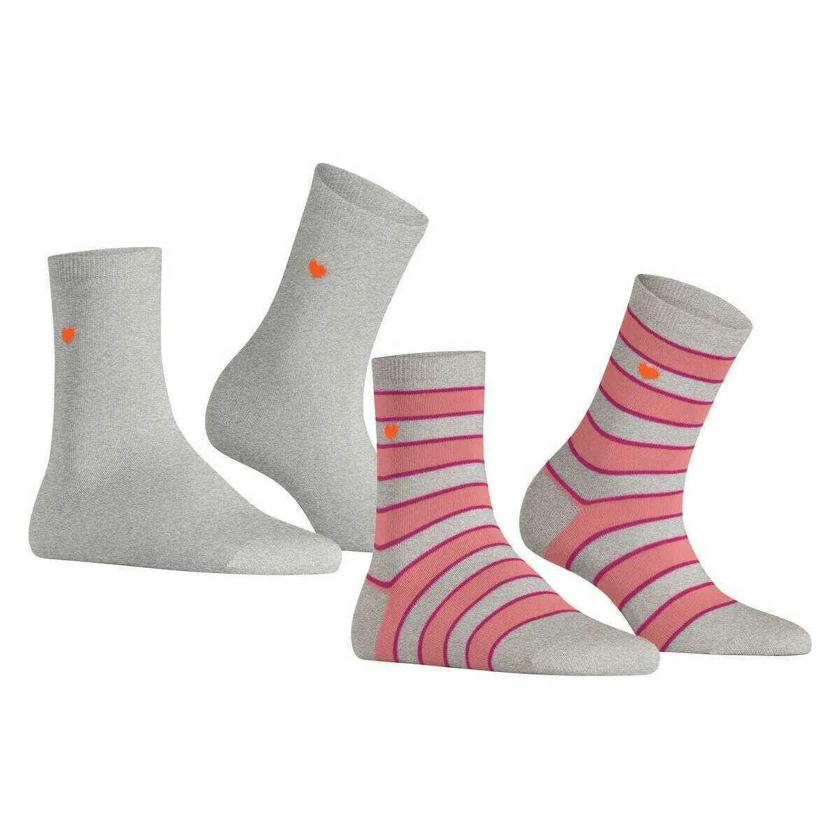 Esprit Block Stripe 2-Pack Socks - Storm Grey/Pink