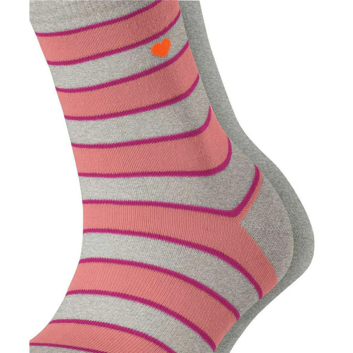 Esprit Block Stripe 2-Pack Socks - Storm Grey/Pink