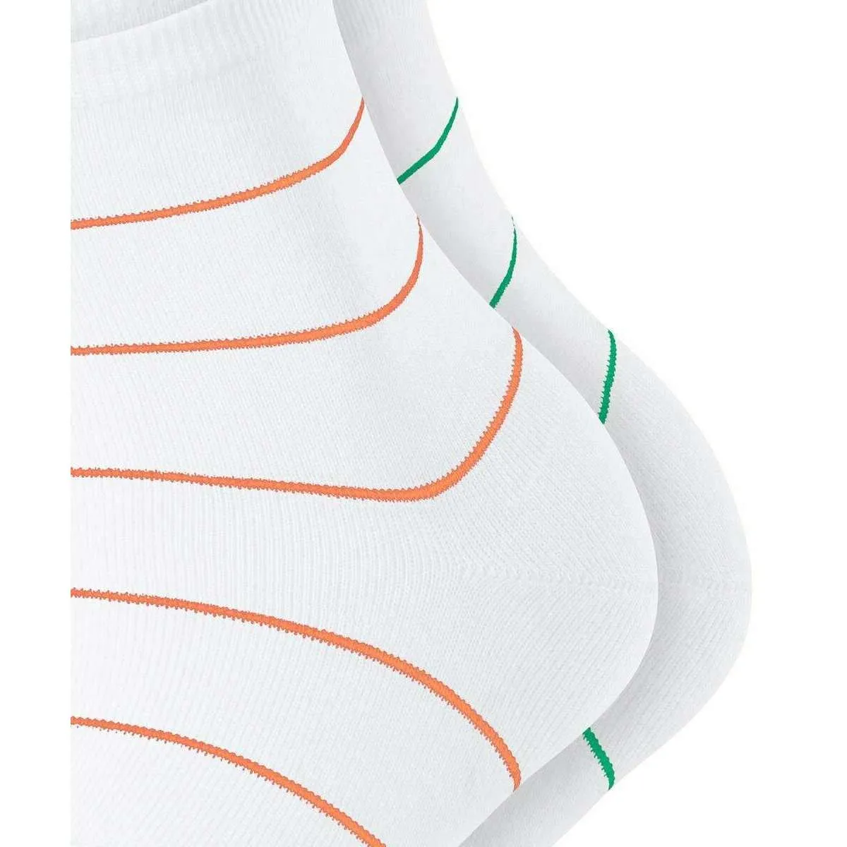 Esprit Fine Line 2 Pack Short Socks - White/Orange/Green