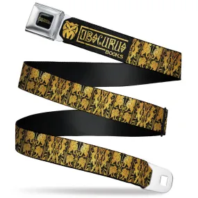 FANTASTIC BEASTS THE CRIMES OF GRINDEWALD Logo Full Color Black/Golds Seatbelt Belt - Fantastic Beasts The Crimes of Grindelwald OBSCURUS BOOKS Binding Black/Golds Webbing