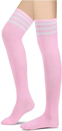 Fashion Women's Knee High Socks Thigh High Striped Over the Knee Slim Leg Stockings Long Socks