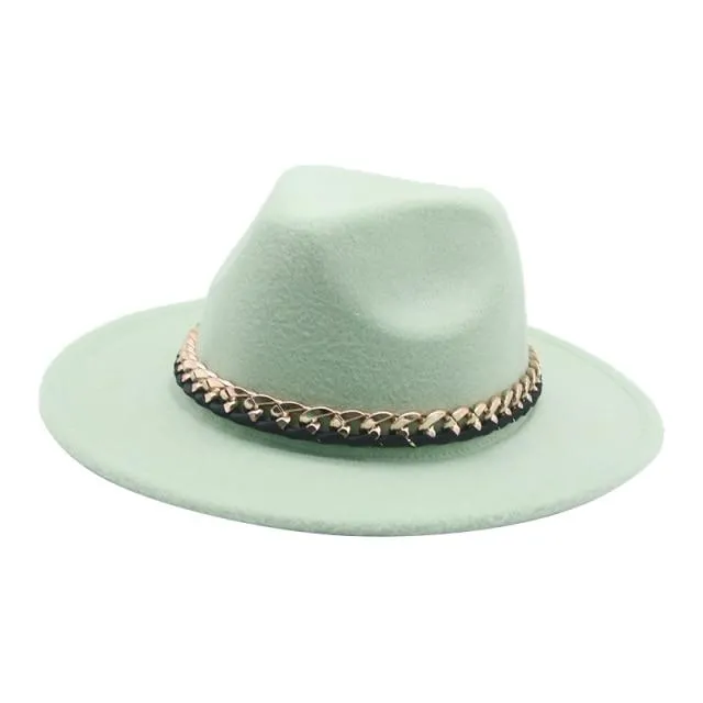 Fashionable Fedoras For Women Felted Chain Belt Casual Hats For Women