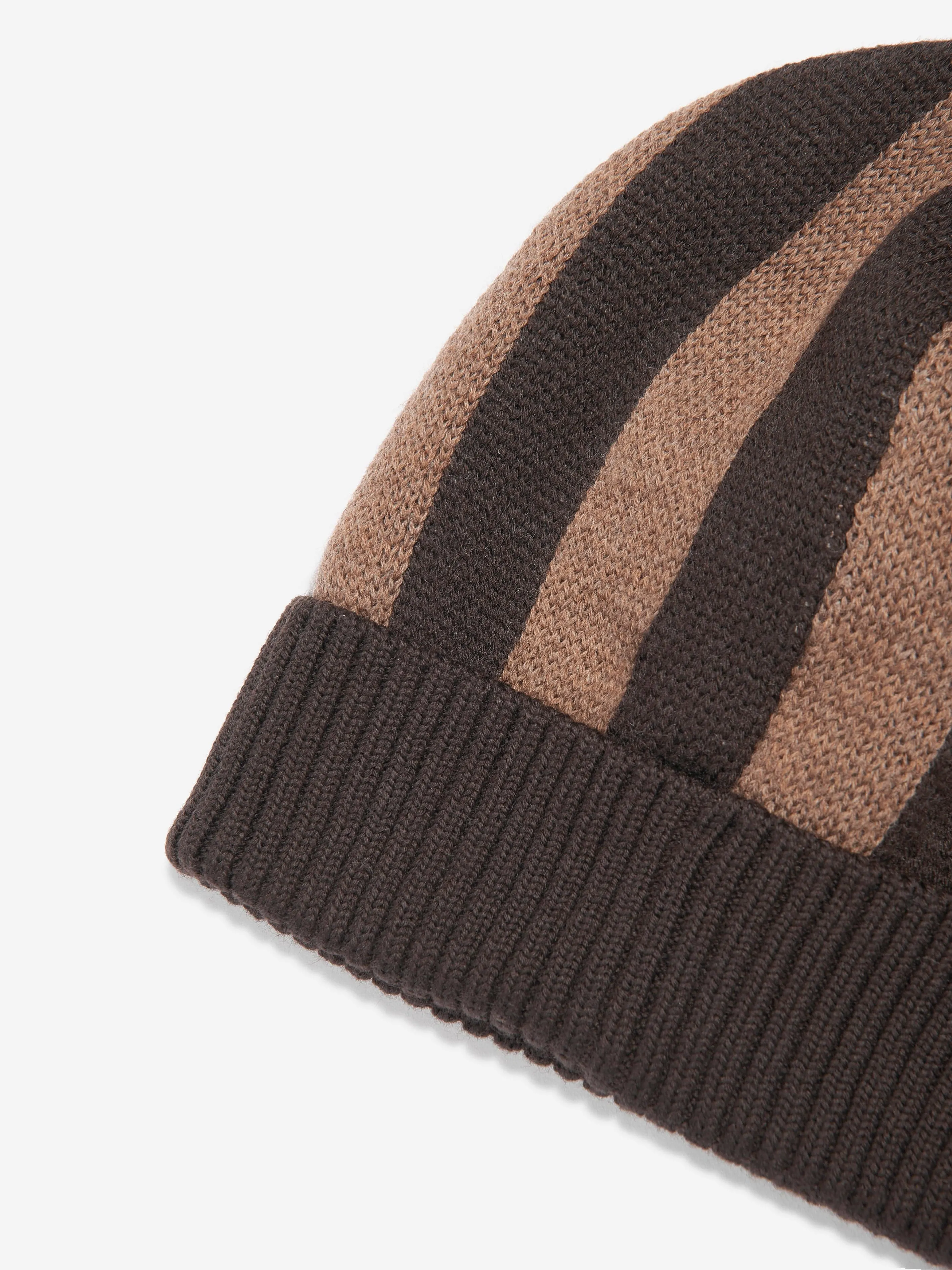 Fendi Kids Wool Roma Beanie Hat in Brown