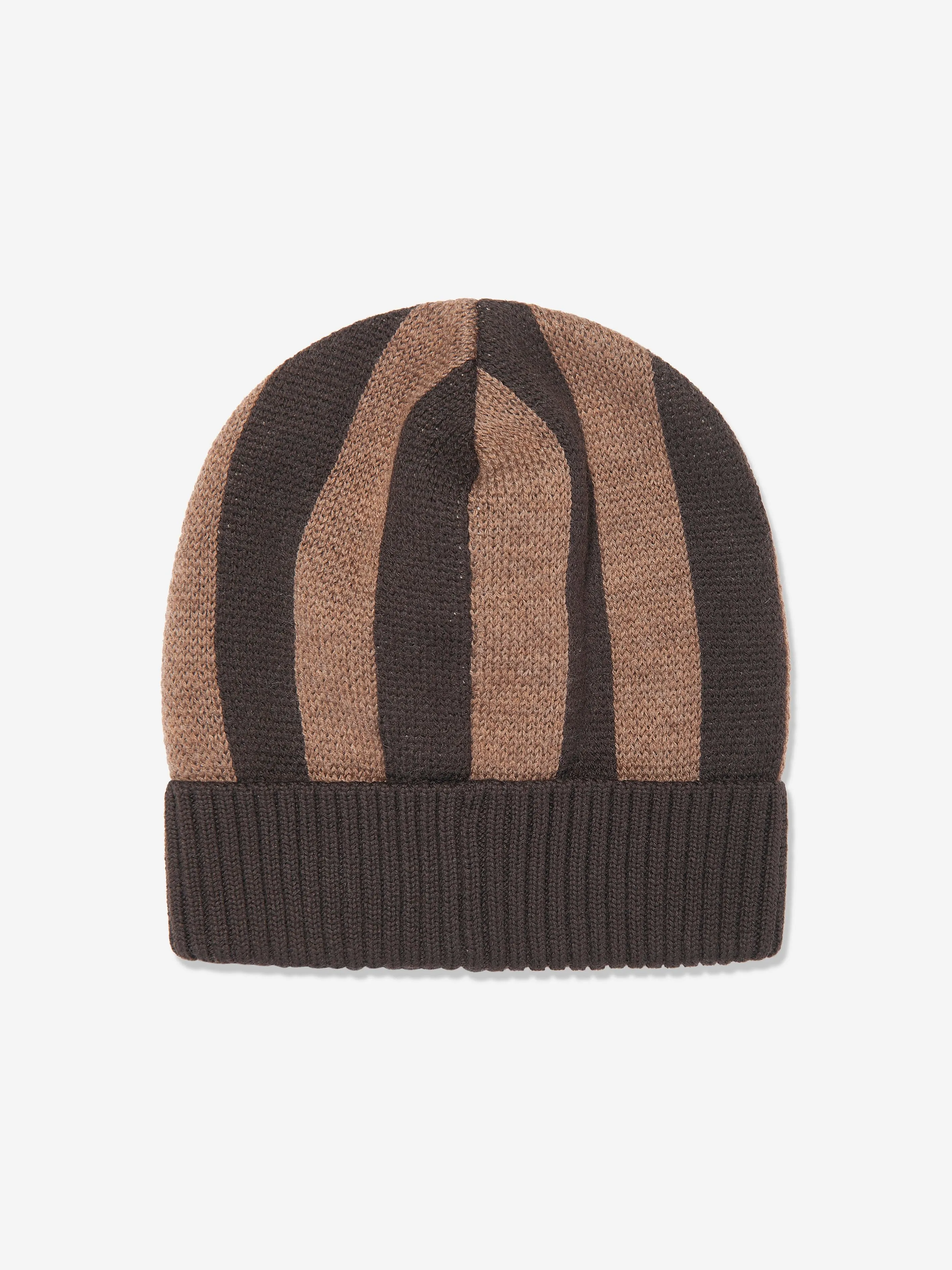 Fendi Kids Wool Roma Beanie Hat in Brown