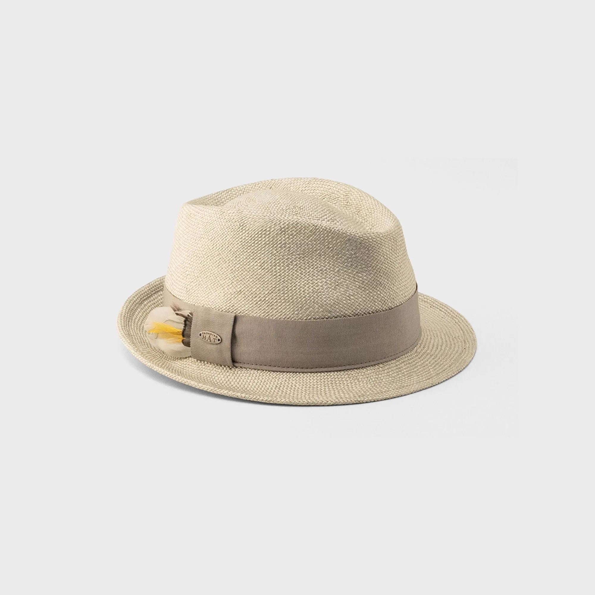 FÉPIN - COLORBLOCK SHORT FEDORA WITH FEATHER