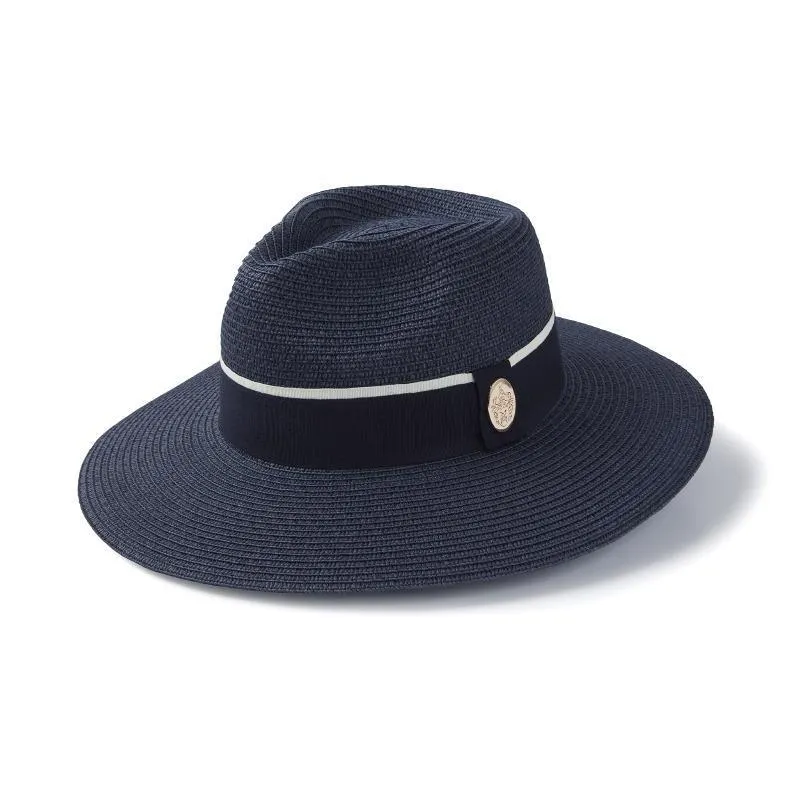 Hicks & Brown Hemley Wide Brimmed Summer Fedora - Navy