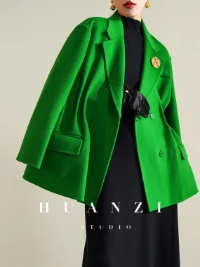 Huanzi high-definition Australian wool hand-sewn double-sided woolen short coat suit jacket- Pilia